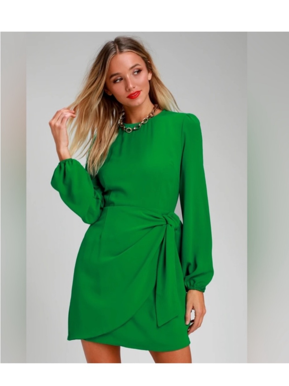 Lulu's Chic Emerald Long Sleeve Dress
